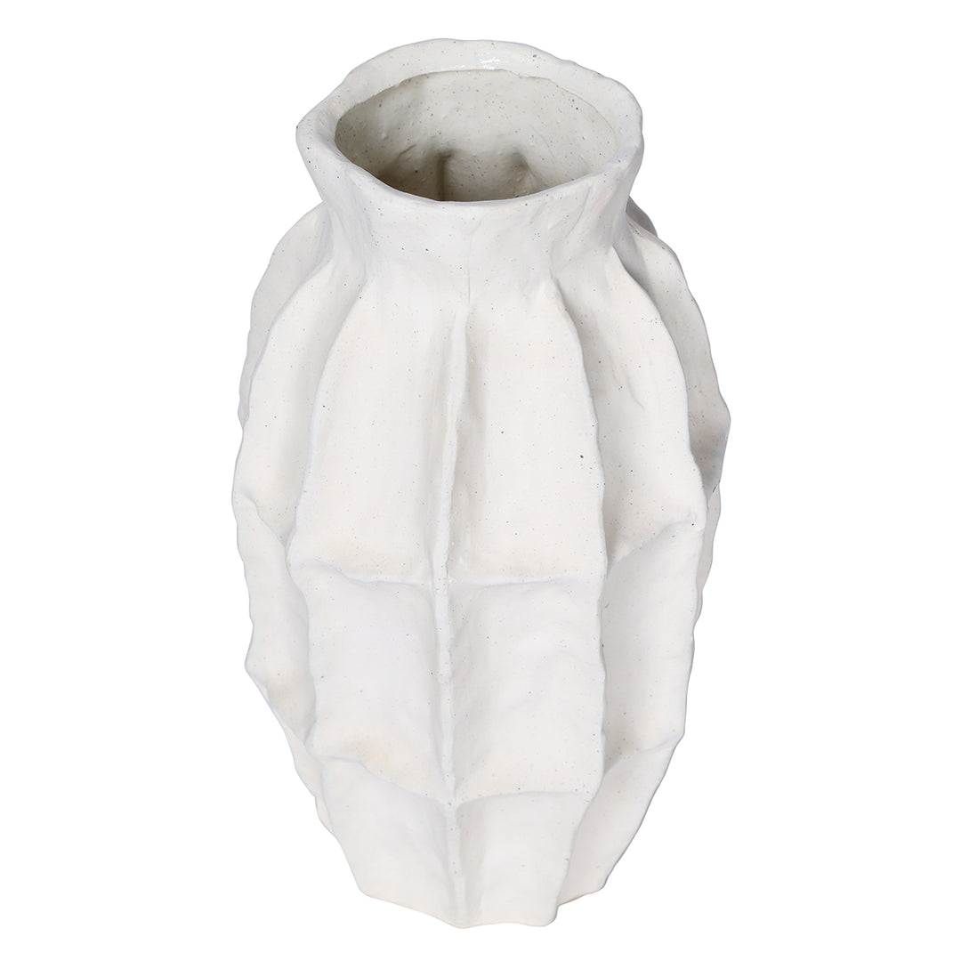 Kova White Textured Ceramic Slim Vase