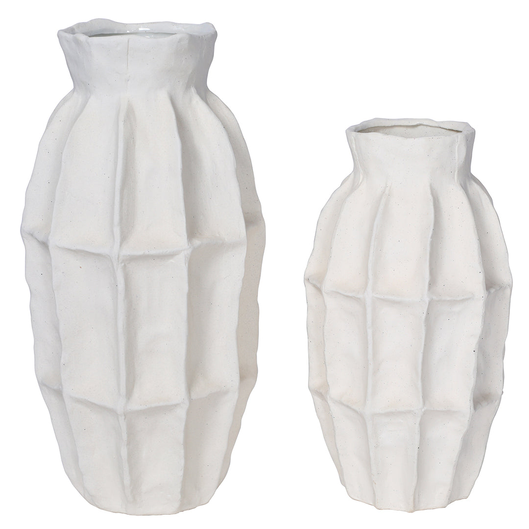 Kova White Textured Ceramic Slim Vase