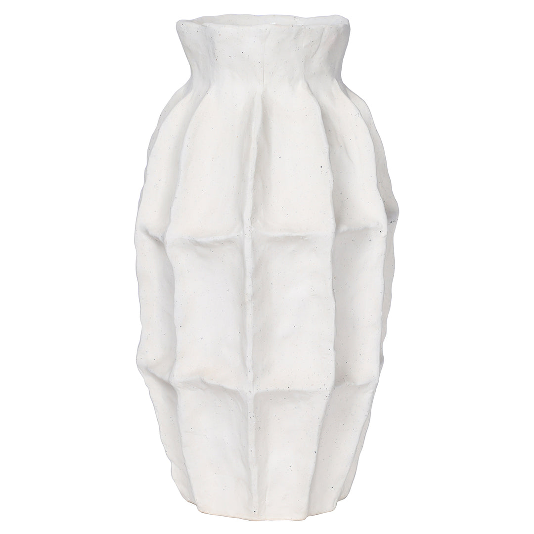 Kova White Textured Ceramic Slim Vase