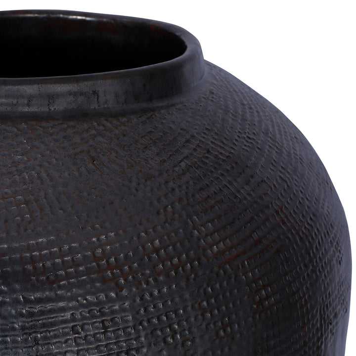 Marnel Textured Ceramic Oversized Planter - Black
