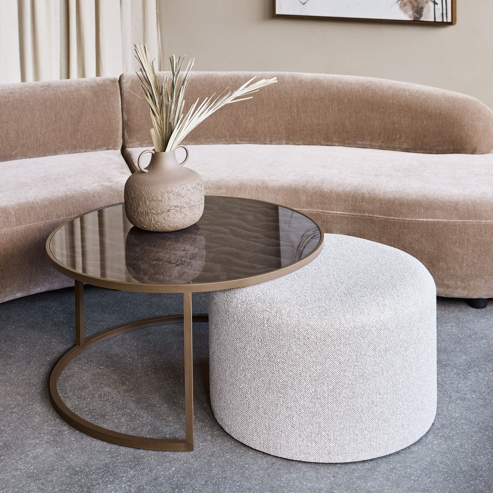 Driftwood Ripple Coffee Table & Nesting Pouffe