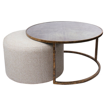 Driftwood Ripple Coffee Table & Nesting Pouffe