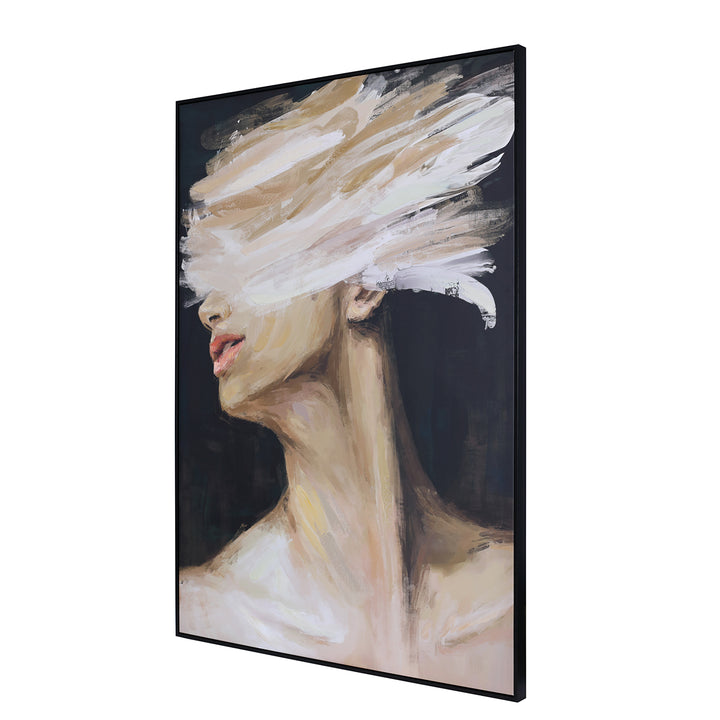 Veiled Expression Hand Embellished Framed Canvas Wall Art
