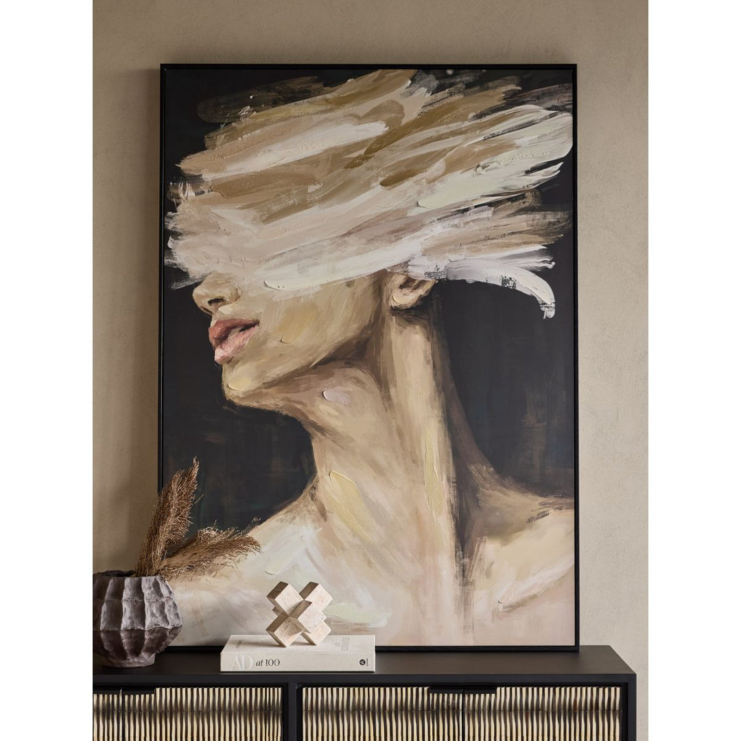 Veiled Expression Hand Embellished Framed Canvas Wall Art