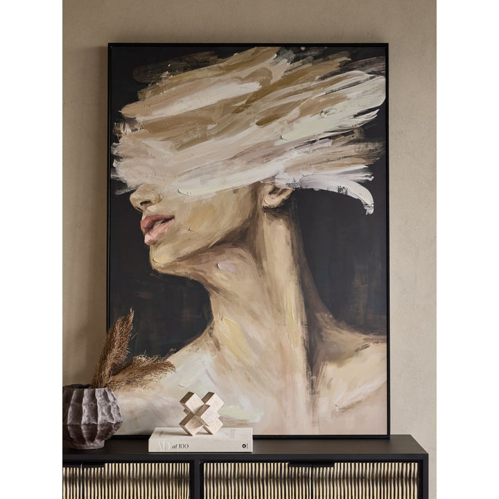 Veiled Expression Hand Embellished Framed Canvas Wall Art