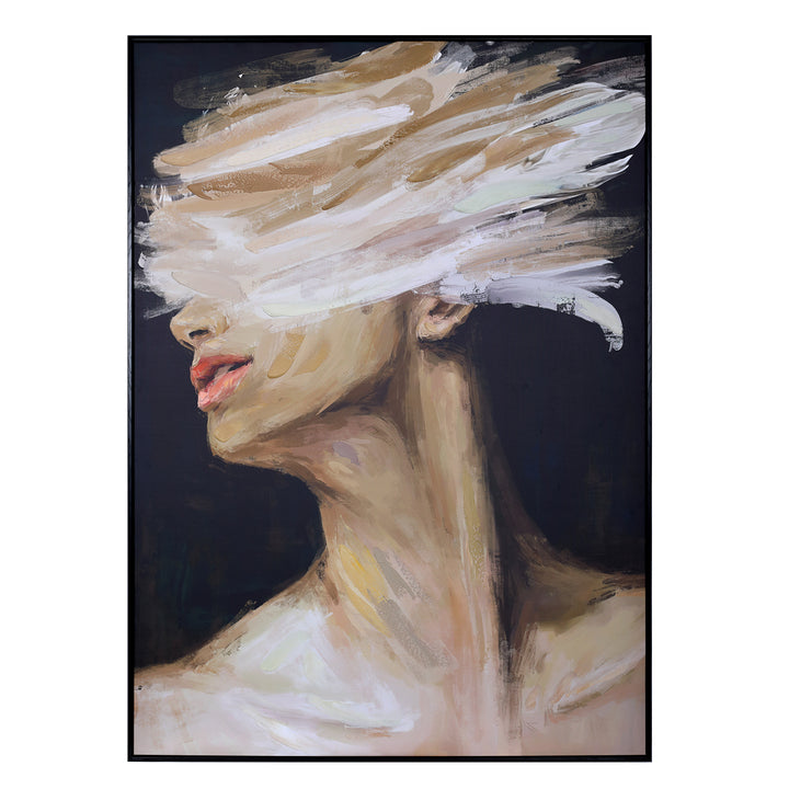 Veiled Expression Hand Embellished Framed Canvas Wall Art