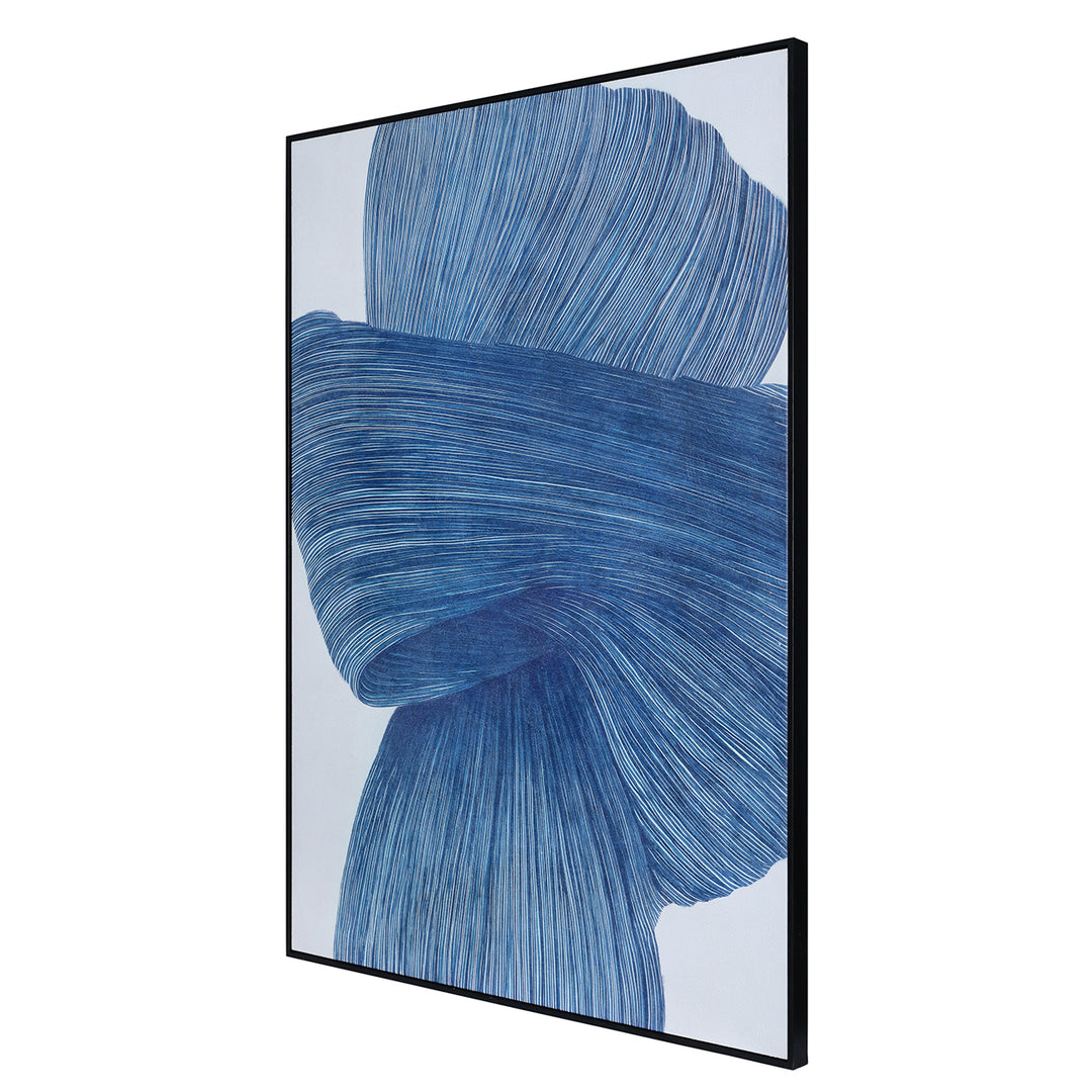Indigo Flow - Drift Textured Framed Canvas Wall Art