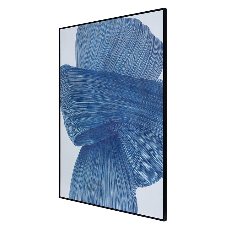 Indigo Flow - Drift Textured Framed Canvas Wall Art