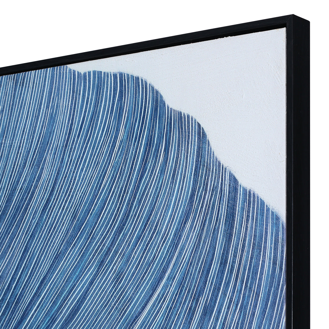Indigo Flow - Drift Textured Framed Canvas Wall Art