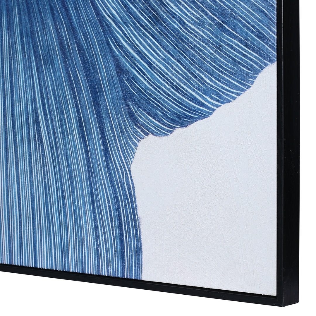 Indigo Flow - Drift Textured Framed Canvas Wall Art