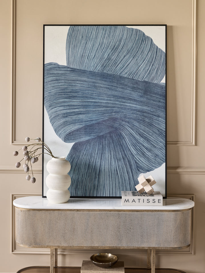 Indigo Flow - Drift Textured Framed Canvas Wall Art