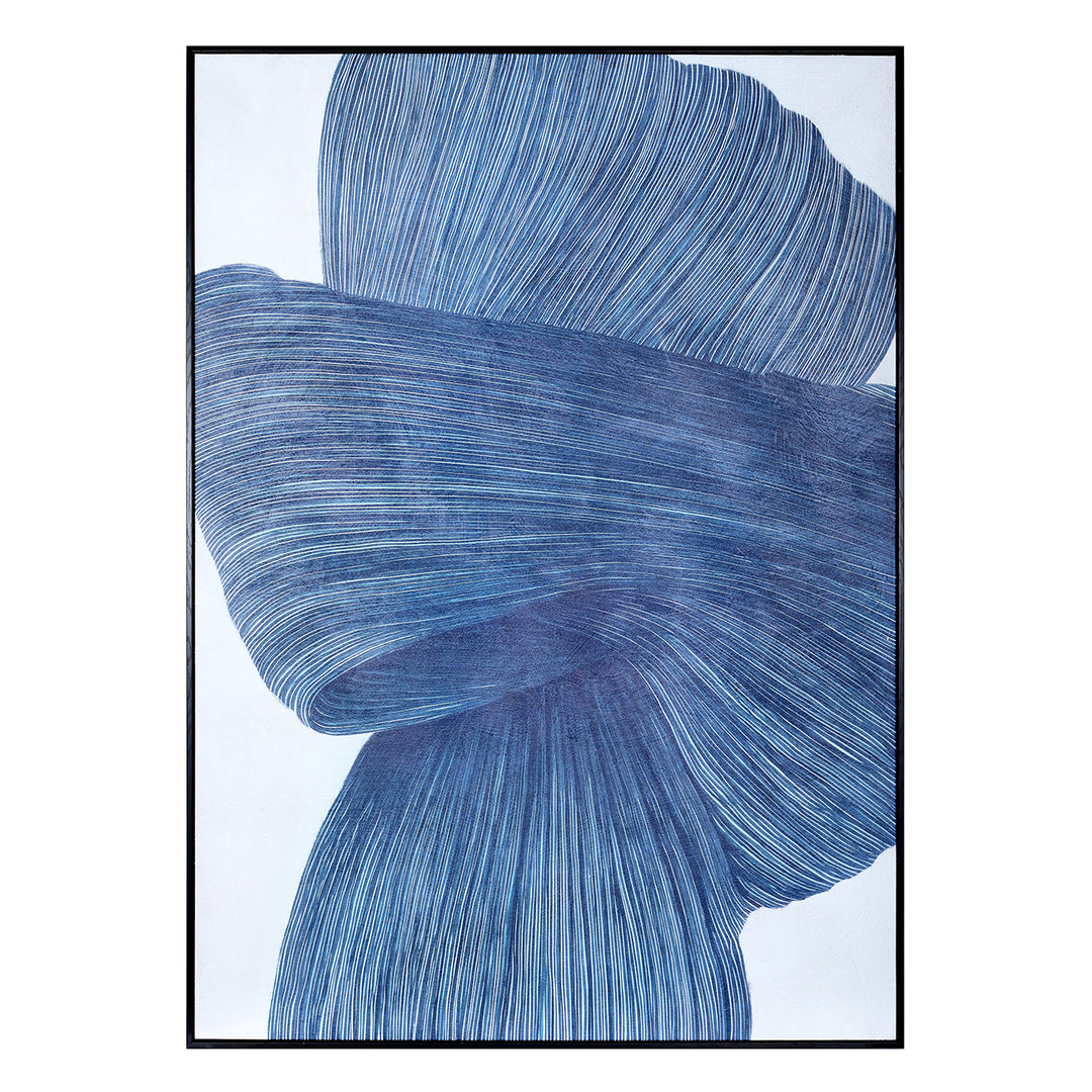 Indigo Flow - Drift Textured Framed Canvas Wall Art