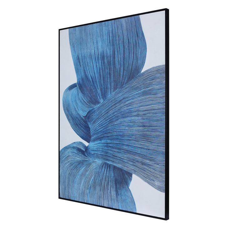 Indigo Flow - Form Textured Framed Canvas Wall Art