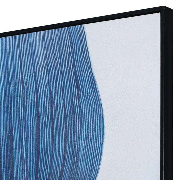 Indigo Flow - Form Textured Framed Canvas Wall Art