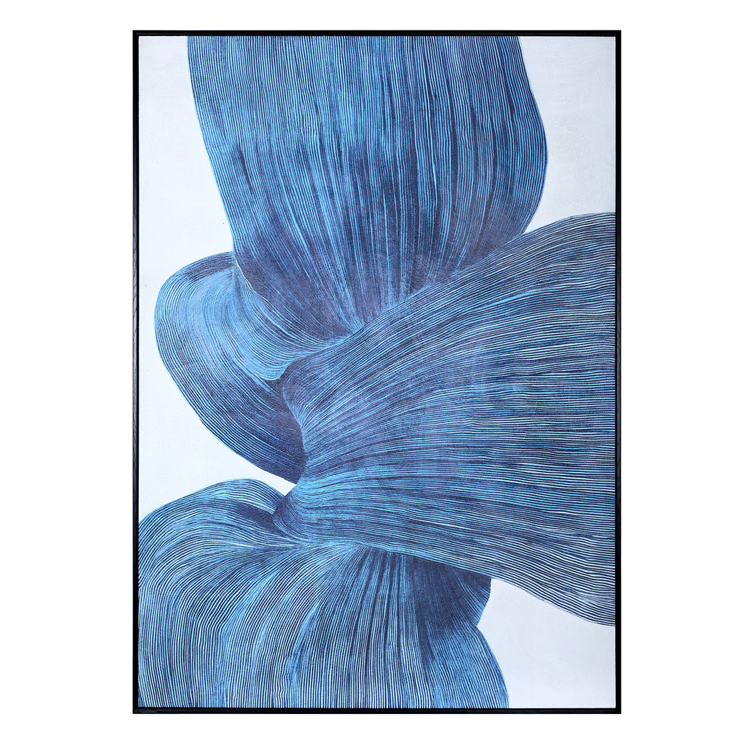 Indigo Flow - Form Textured Framed Canvas Wall Art