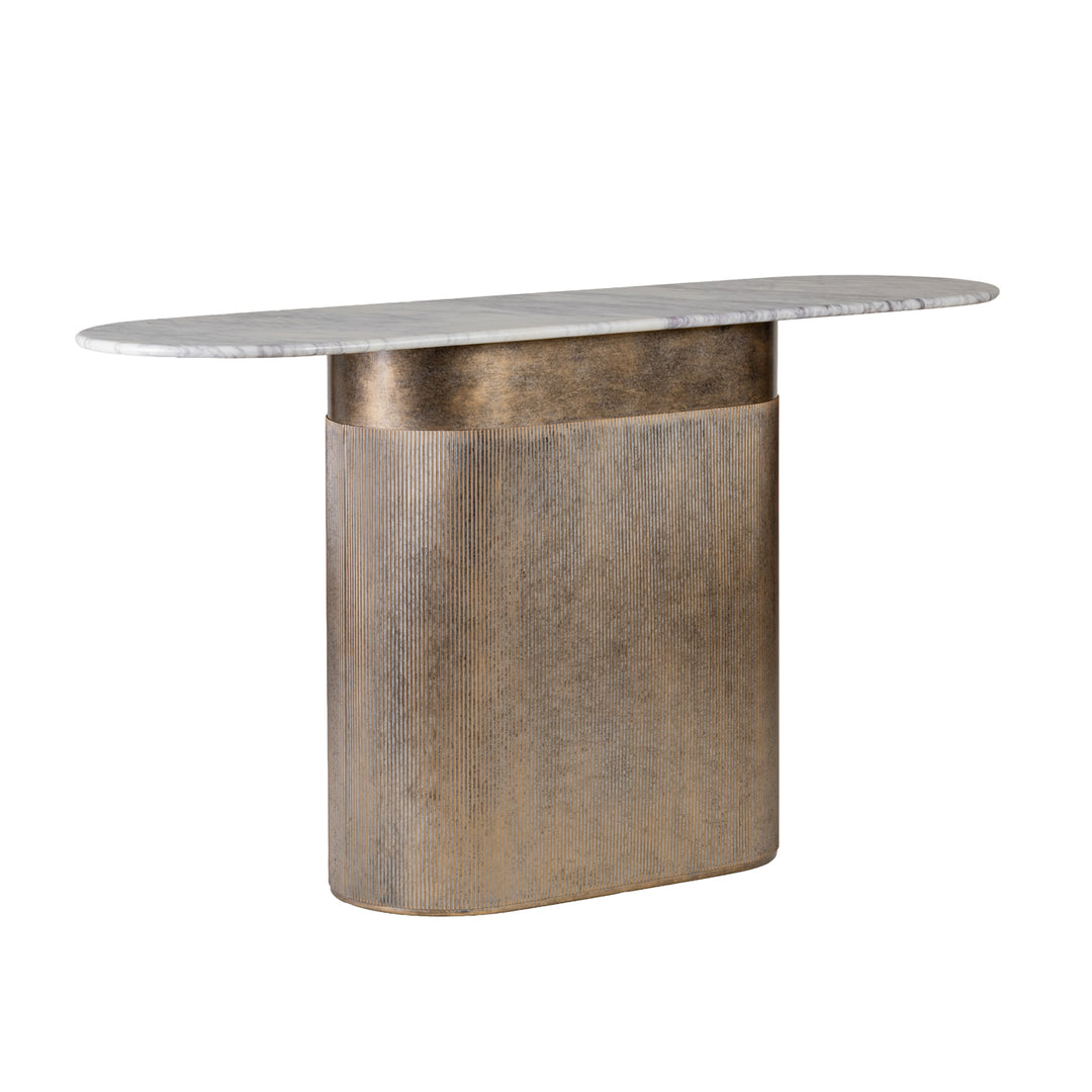 Belvedere Aged Gold Column Console Table