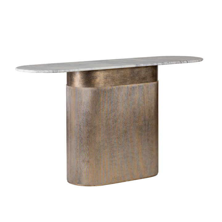 Belvedere Aged Gold Column Console Table
