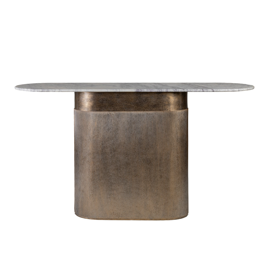 Belvedere Aged Gold Column Console Table