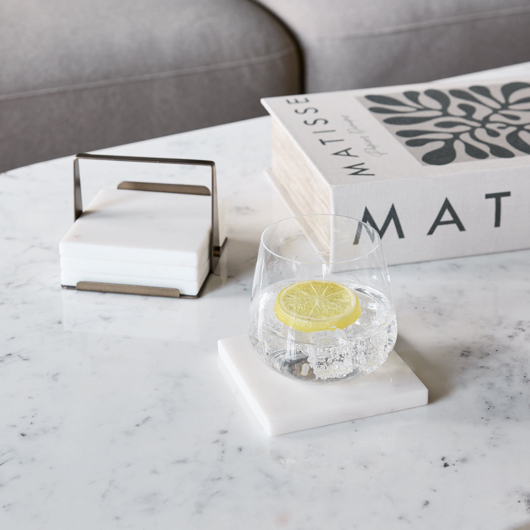 Westland White Banswara Marble Coasters