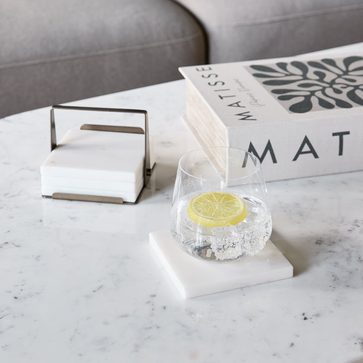 Westland White Banswara Marble Coasters