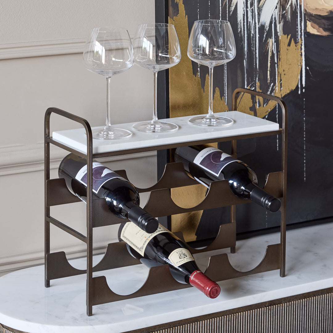 Westland Marble Top 6 Bottle Wine Rack