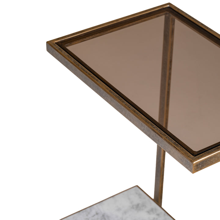 Alicia Two Tier Smoked Glass & Marble Side Table