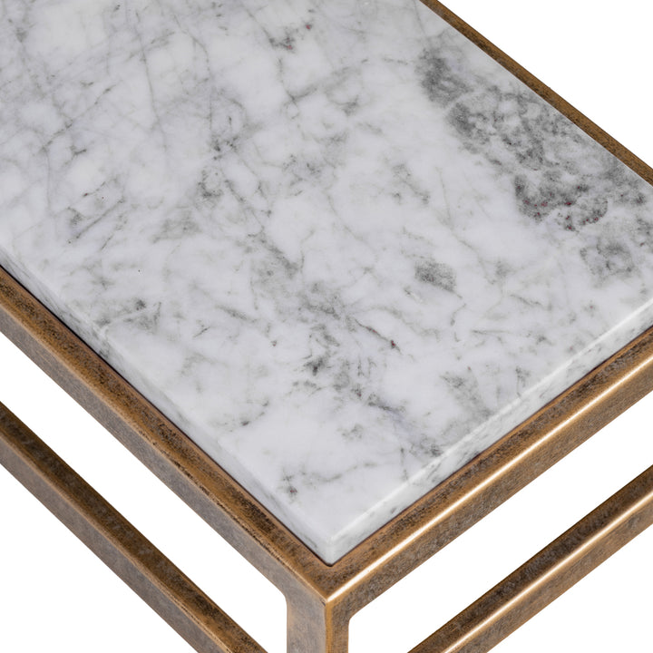 Alicia Two Tier Smoked Glass & Marble Side Table
