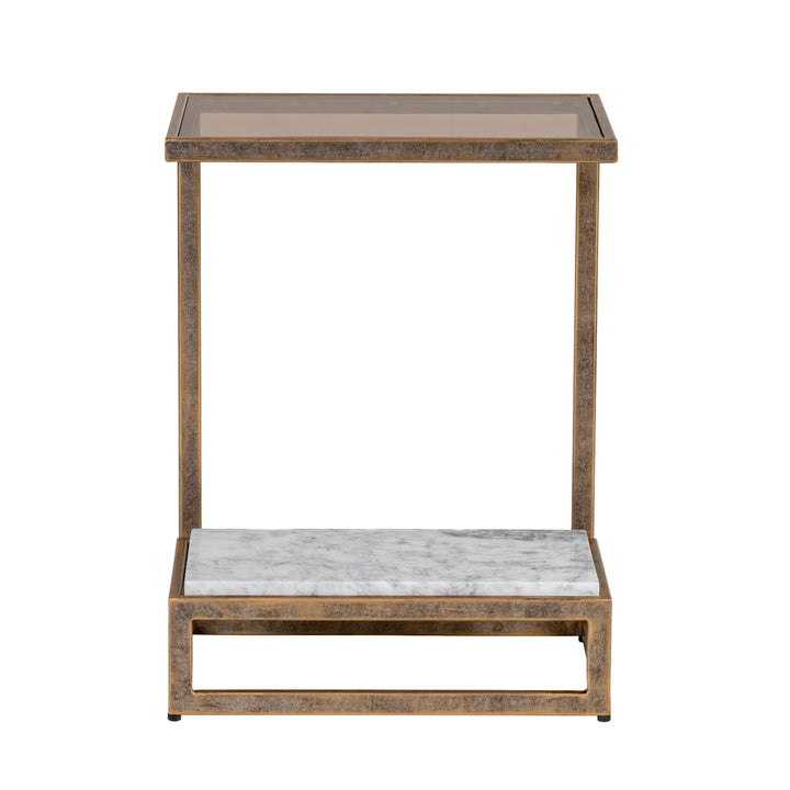 Alicia Two Tier Smoked Glass & Marble Side Table