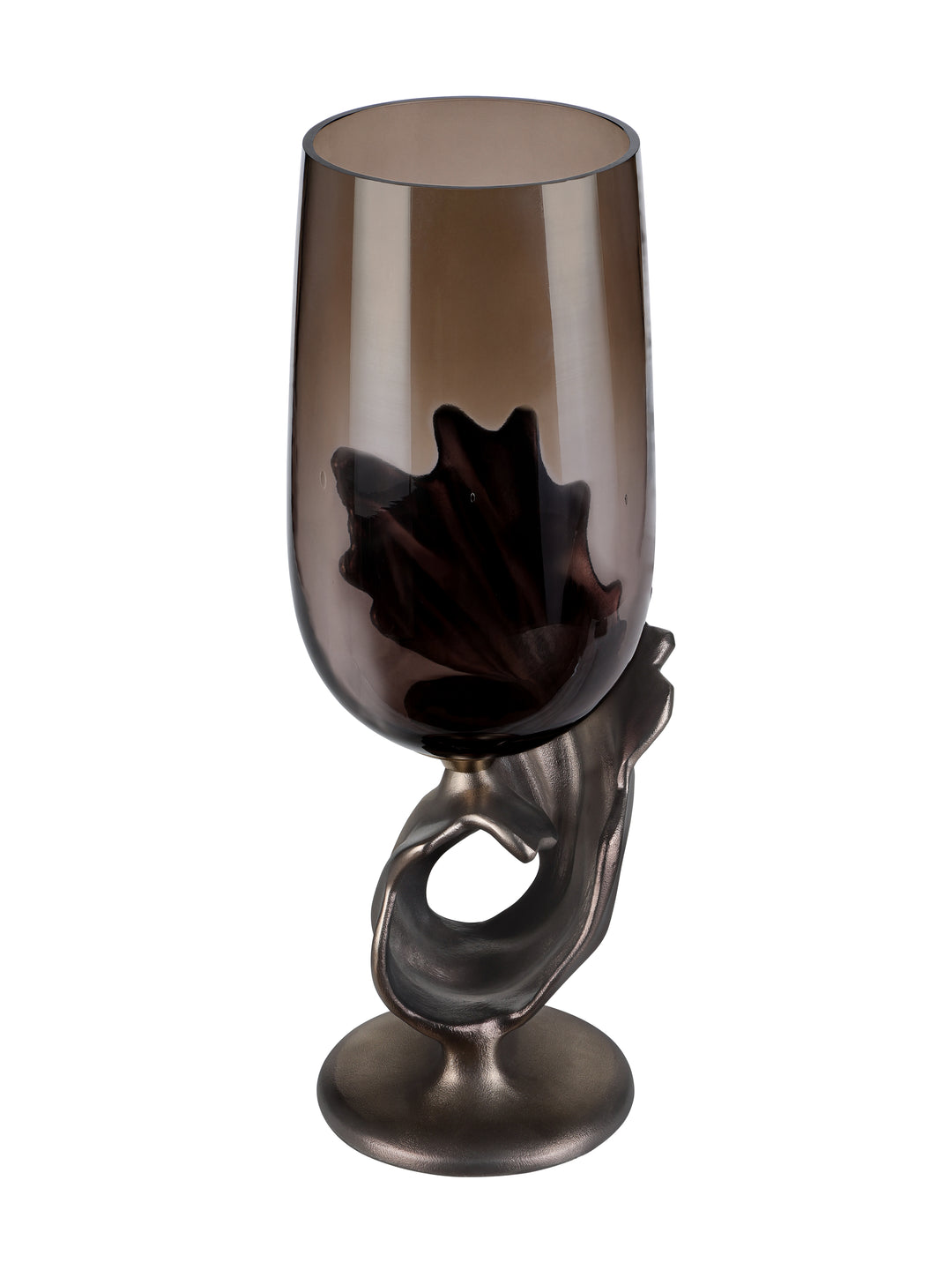 Montrose Sculptural Aluminium & Glass Hurricane