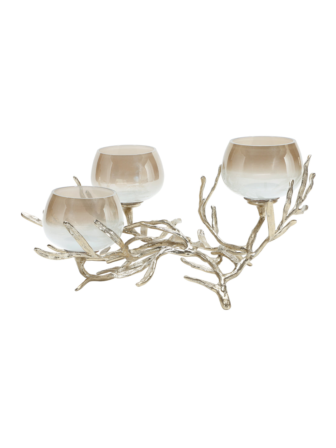 Floret Champagne Gold Brass Tealight Holder