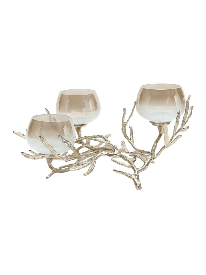 Floret Champagne Gold Brass Tealight Holder