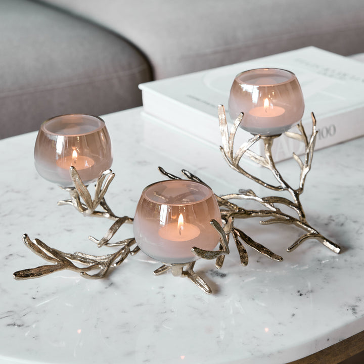 Floret Champagne Gold Brass Tealight Holder