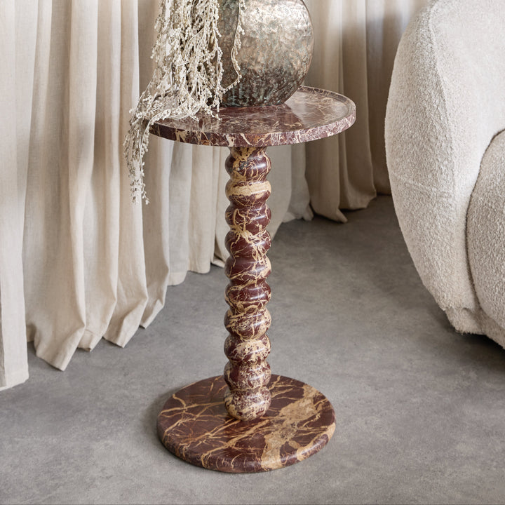 Totem Red Marble Side Table