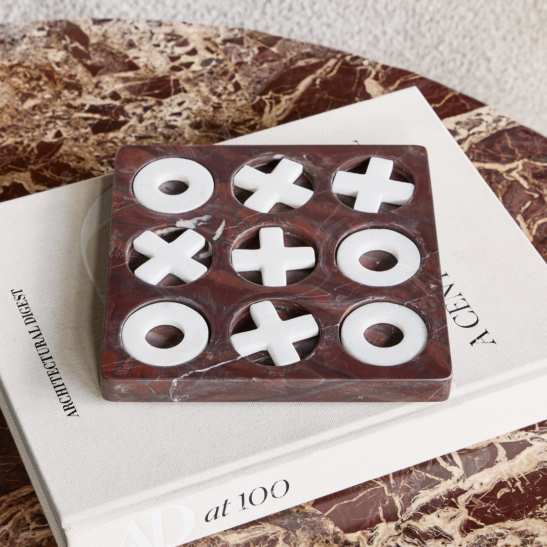 Cassia Red Jasper Marble Noughts & Crosses Game