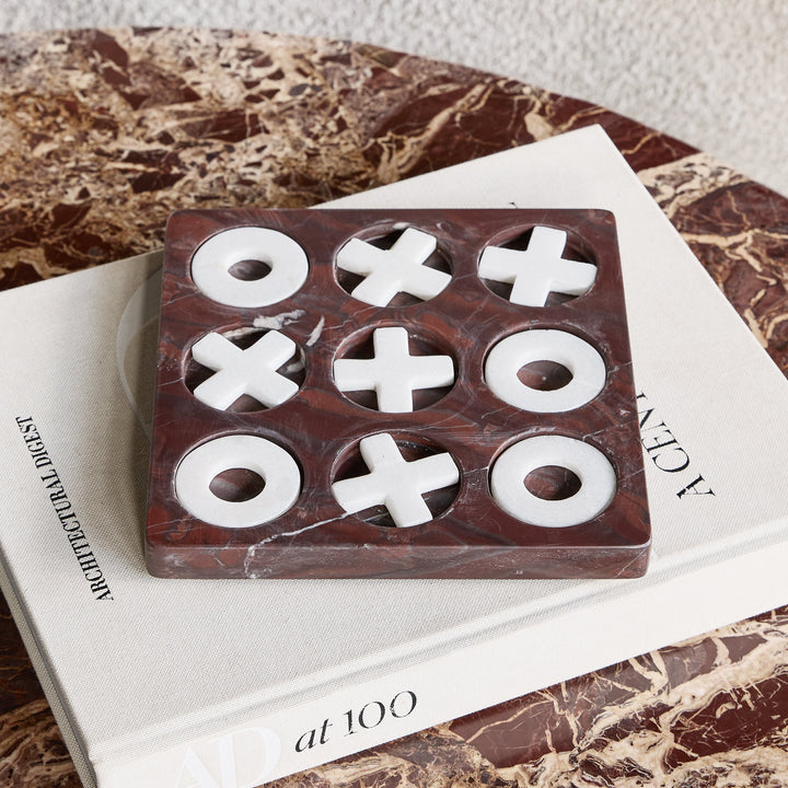 Cassia Red Jasper Marble Noughts & Crosses Game