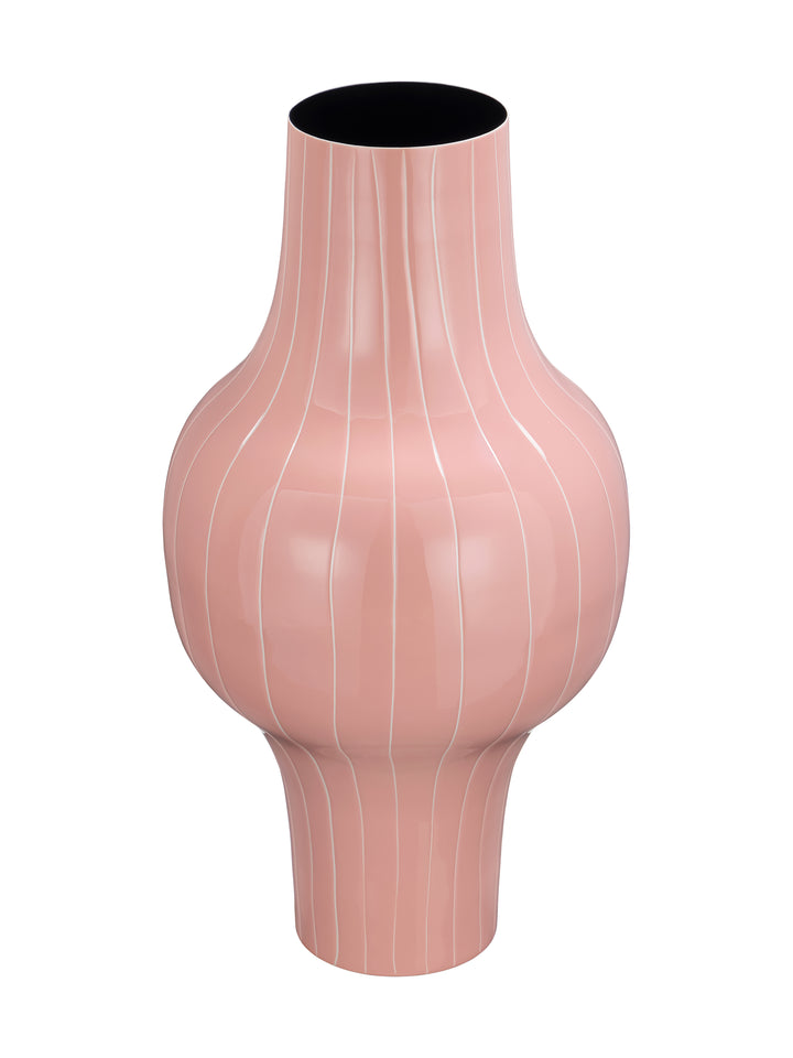 Alvera Pastel Pink Stripe Enamel Vase