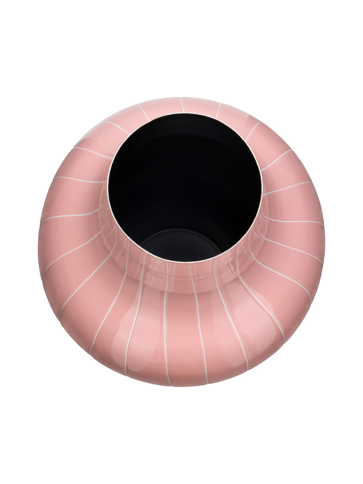 Alvera Pastel Pink Stripe Enamel Vase