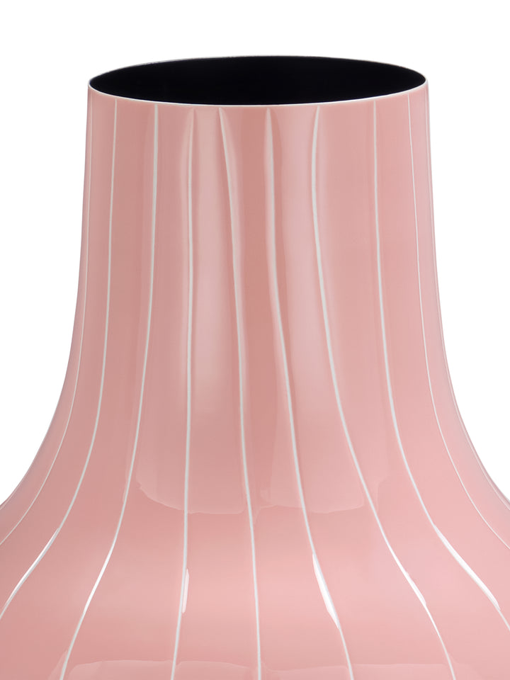 Alvera Pastel Pink Stripe Enamel Vase