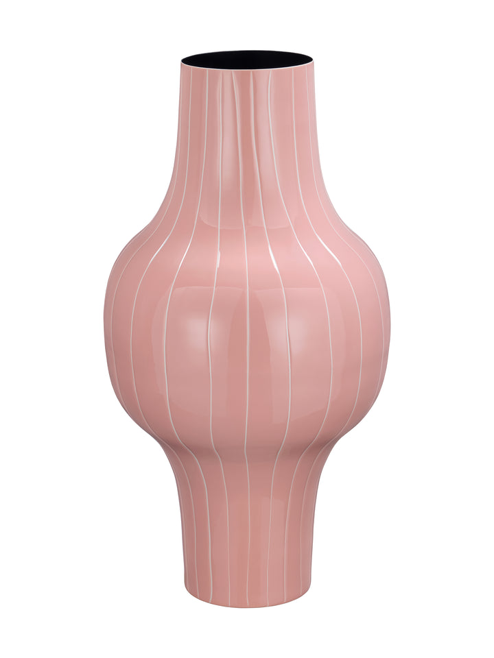 Alvera Pastel Pink Stripe Enamel Vase