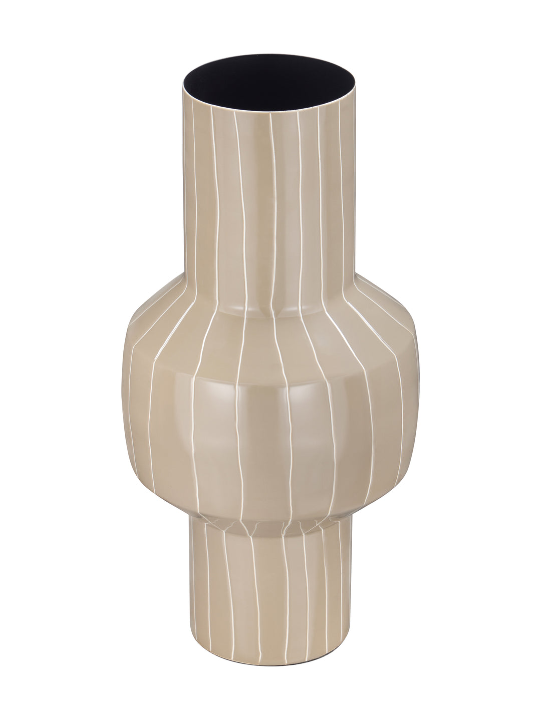 Alvera Beige Stripe Enamel Vase