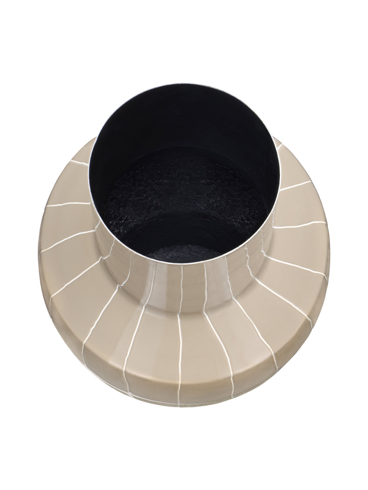 Alvera Beige Stripe Enamel Vase