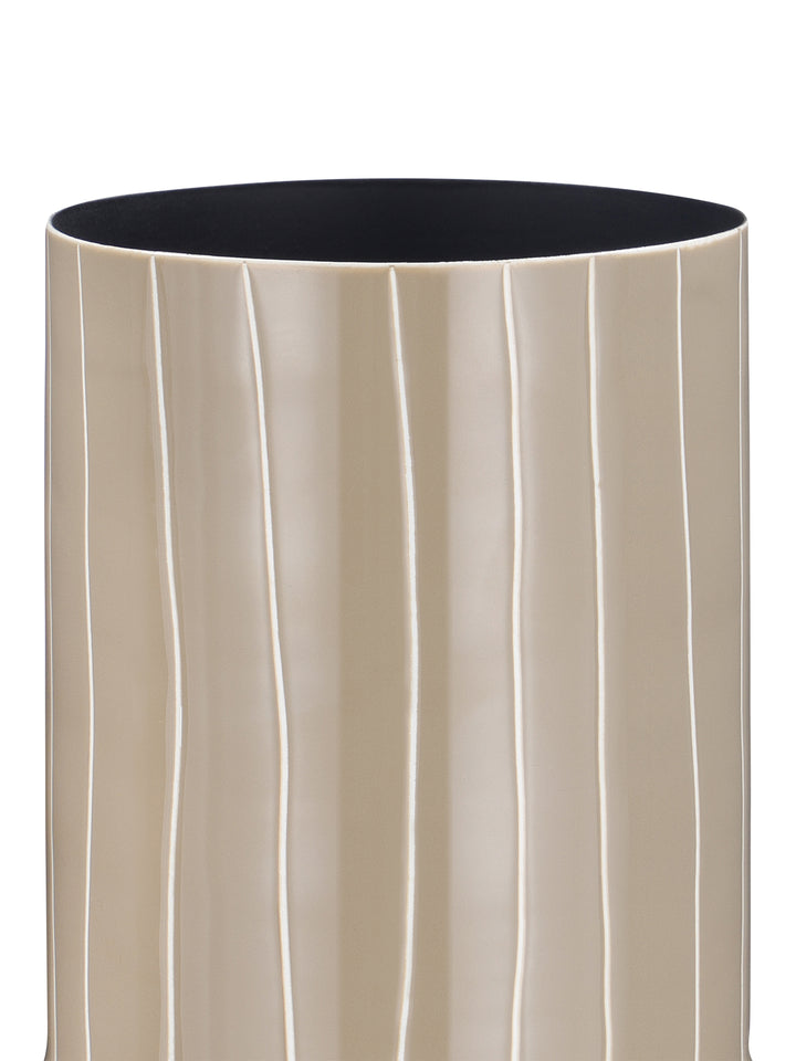 Alvera Beige Stripe Enamel Vase