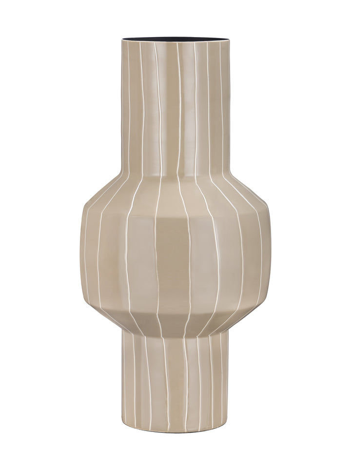Alvera Beige Stripe Enamel Vase