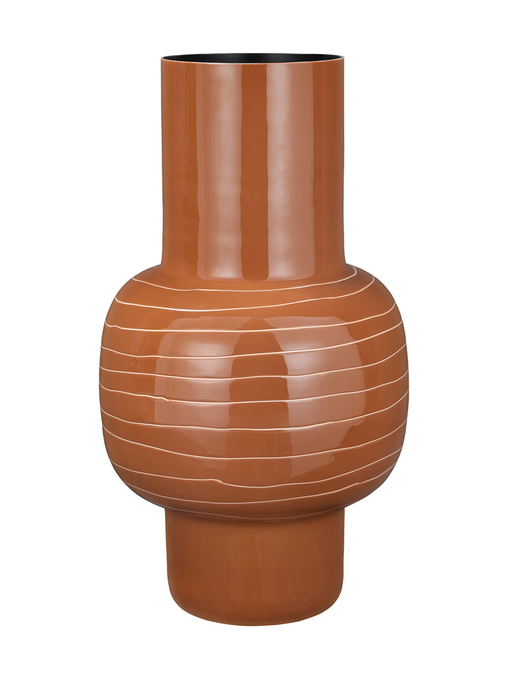 Alvera Terracotta Wide Enamel Stripe Vase