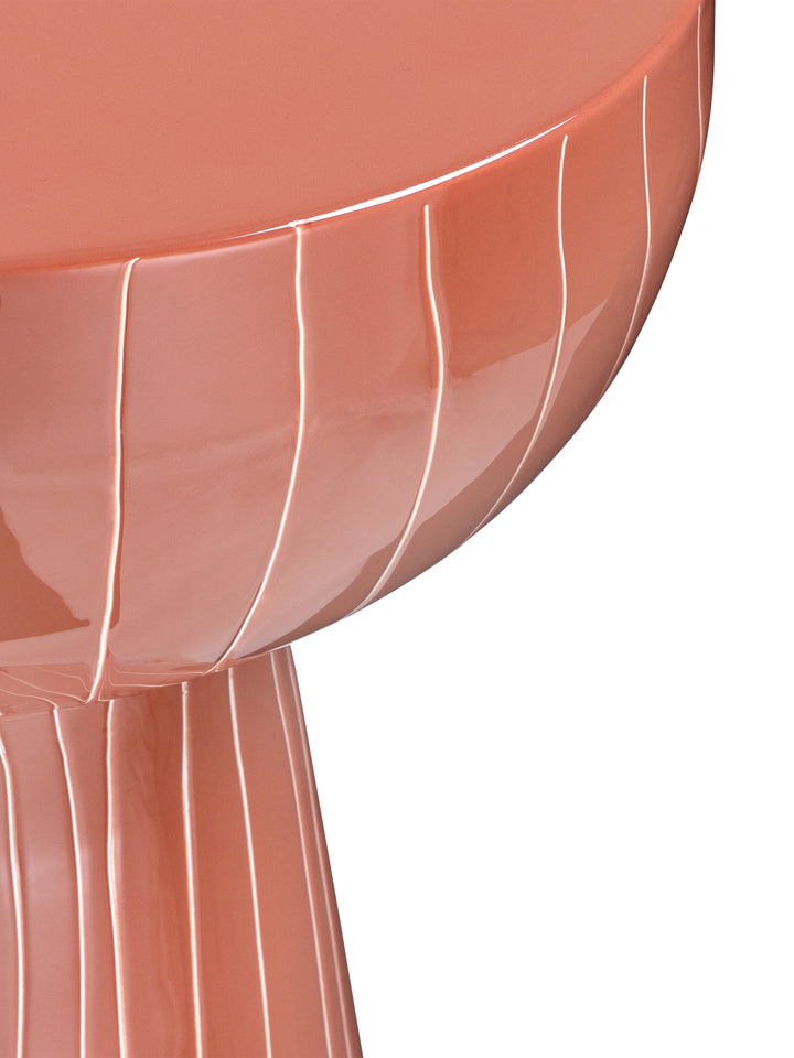 Alvera Coral Stripe Enamel Side Table
