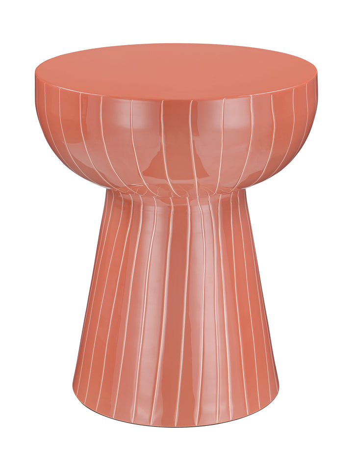 Alvera Coral Stripe Enamel Side Table