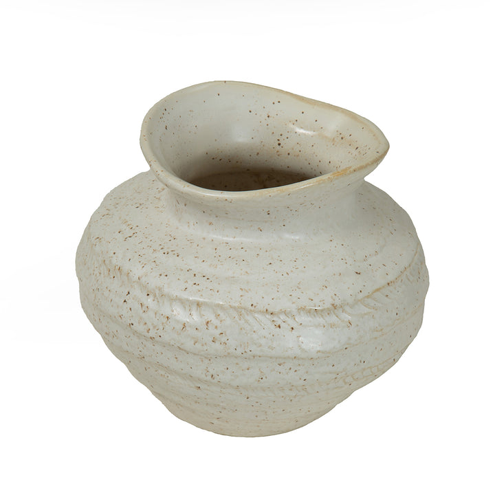 Alba Speckled Glaze Ceramic Vase 16cm - Ivory