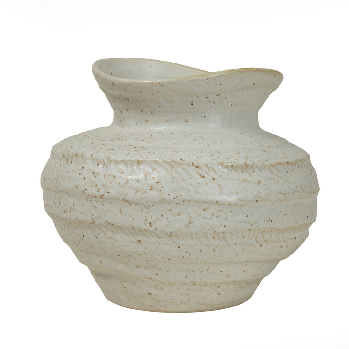 Alba Speckled Glaze Ceramic Vase 16cm - Ivory