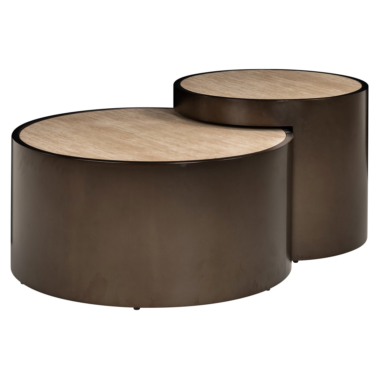 Ronson Set of 2 Faux Travertine Coffee Tables - Beige – Olivia's