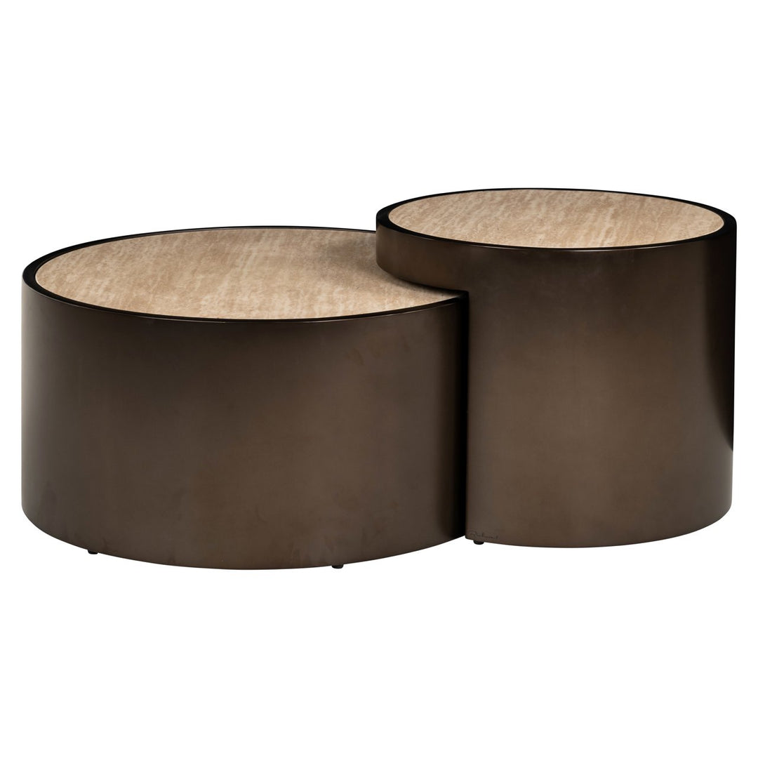 Ronson Set of 2 Faux Travertine Coffee Tables - Beige Richmond 2